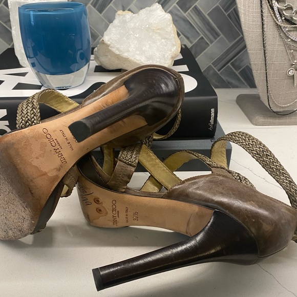 Jimmy Choo platform heels in a unique khaki greenish brown color 39.5 - Picture 3 of 5